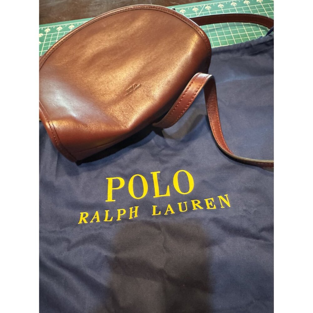 Polo Ralph Lauren Brown Leather Half-Moon Crossbody Bag Adjustable Strap dustbag - Picture 5 of 7